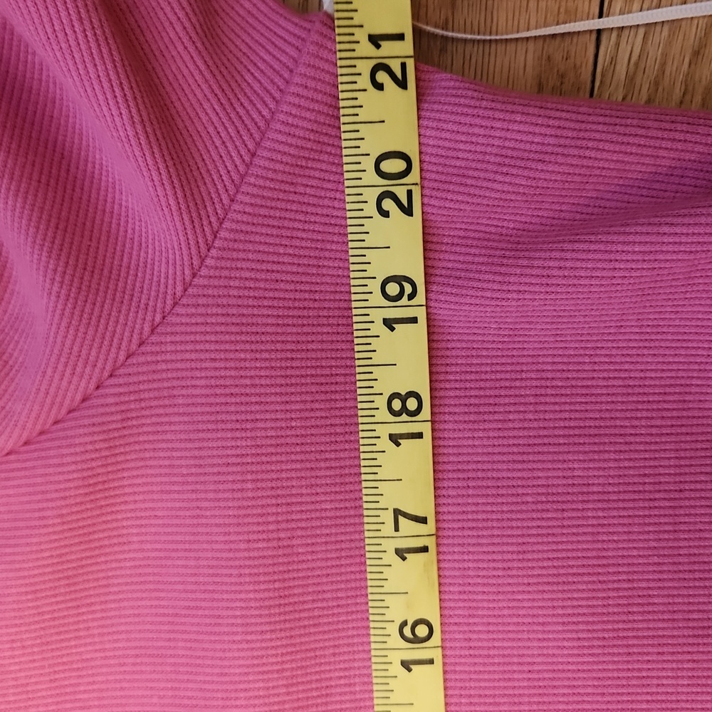 CeCe Vibrant Pink Rhinestone Button Henley Y2k Ribbed Ruffled Base Layer Shirt - Picture 14 of 16